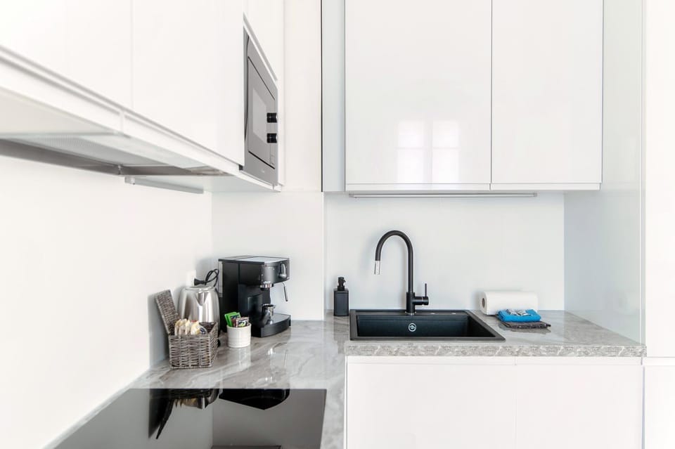 Kitchen or kitchenette, stove