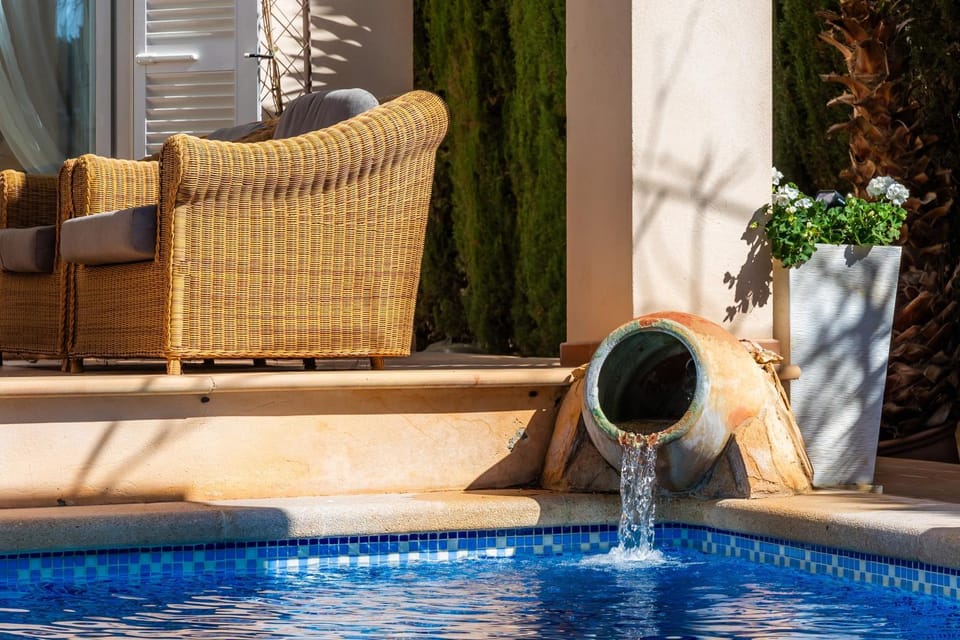Property building, Living room, Swimming pool