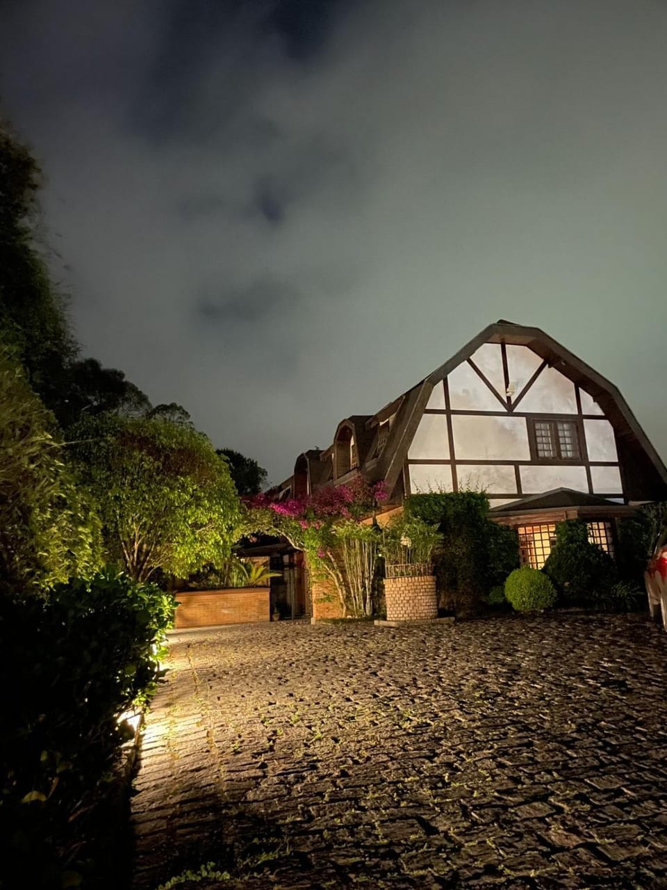 Property building, Night, Garden
