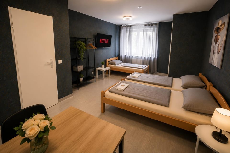 Communal lounge/ TV room, Bed, TV and multimedia, Living room, Photo of the whole room, Seating area, Evening entertainment, Bedroom