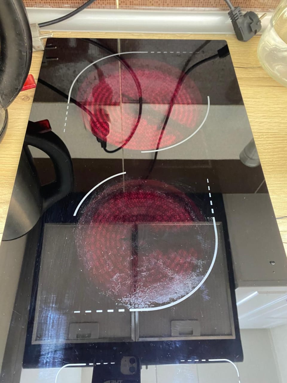 Kitchen or kitchenette, stove