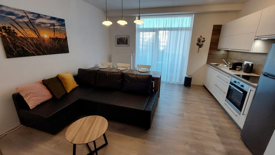 Kitchen or kitchenette, Living room, Seating area, pet friendly, stove