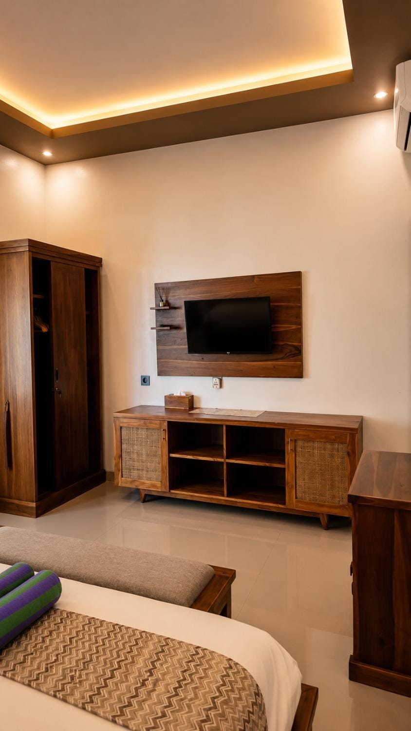 Bed, TV and multimedia, Photo of the whole room, wardrobe