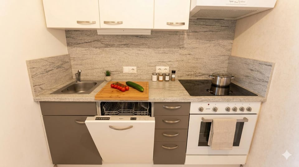 Kitchen or kitchenette, dishwasher