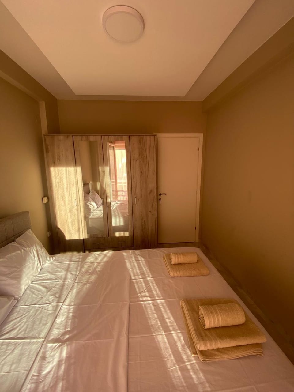 Bed, Photo of the whole room, Bedroom, towels, wardrobe