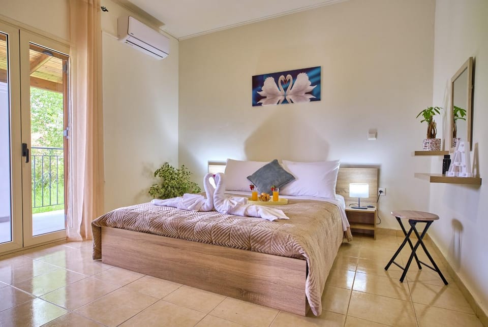 Bed, Bedroom, towels, air conditioner