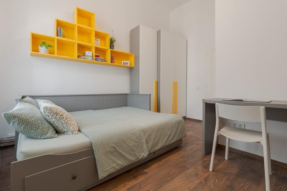 Bed, Library, Decorative detail, Bedroom, children, older children, wardrobe