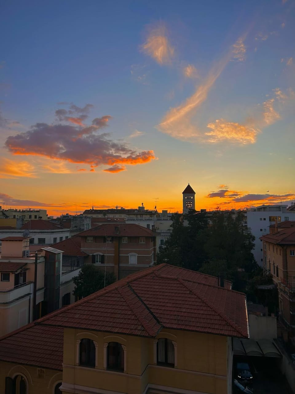 Property building, City view, Sunset