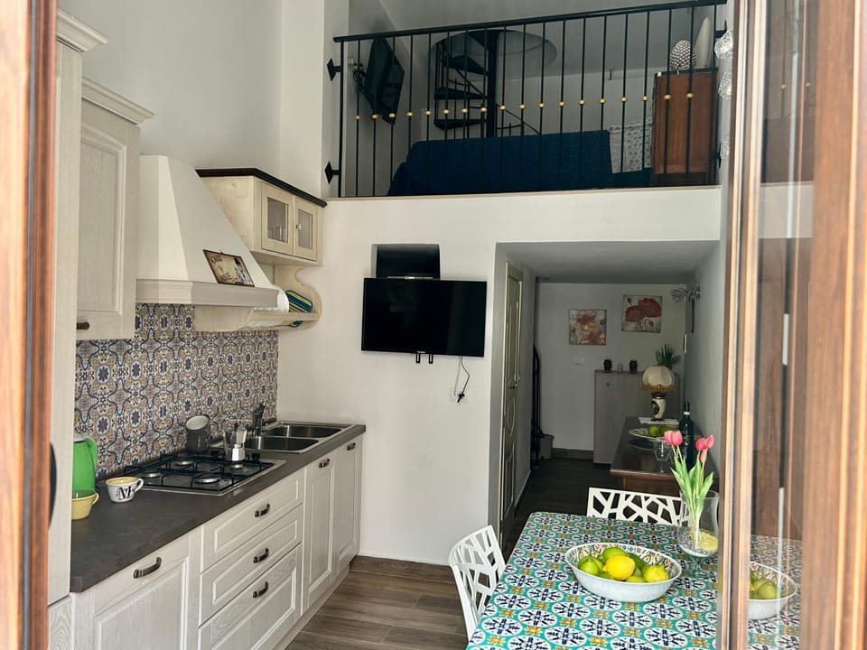 Kitchen or kitchenette, stove