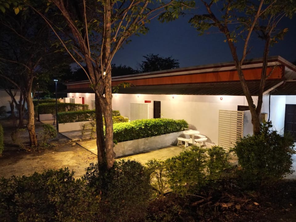 Property building, Night, Garden