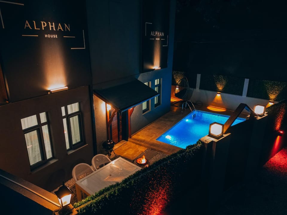 Night, Pool view, Swimming pool