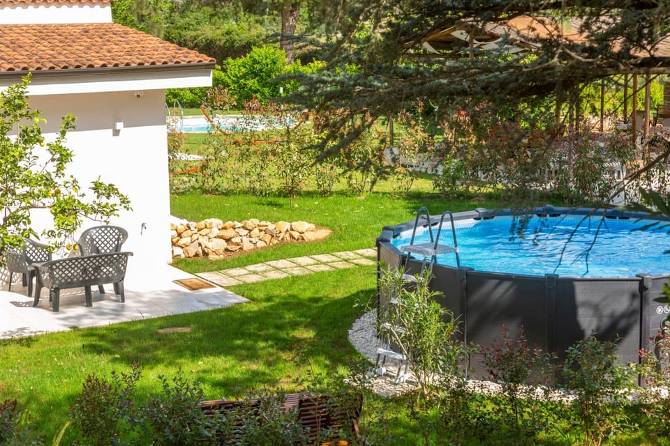 Natural landscape, Garden, Garden view, Swimming pool