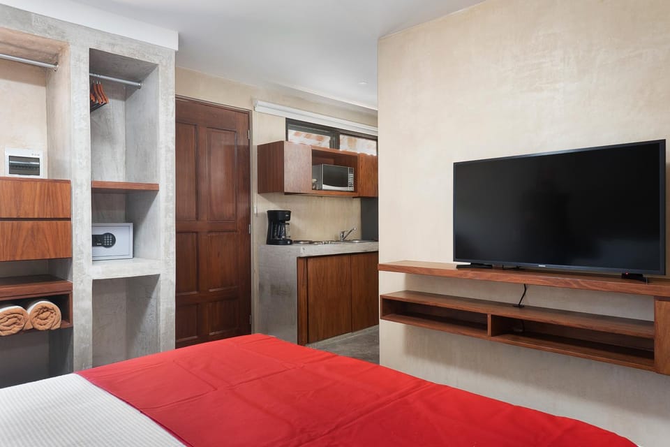 Communal lounge/ TV room, Bed, TV and multimedia, Kitchen or kitchenette, Photo of the whole room, Evening entertainment, Bedroom, minibar, oven, wardrobe