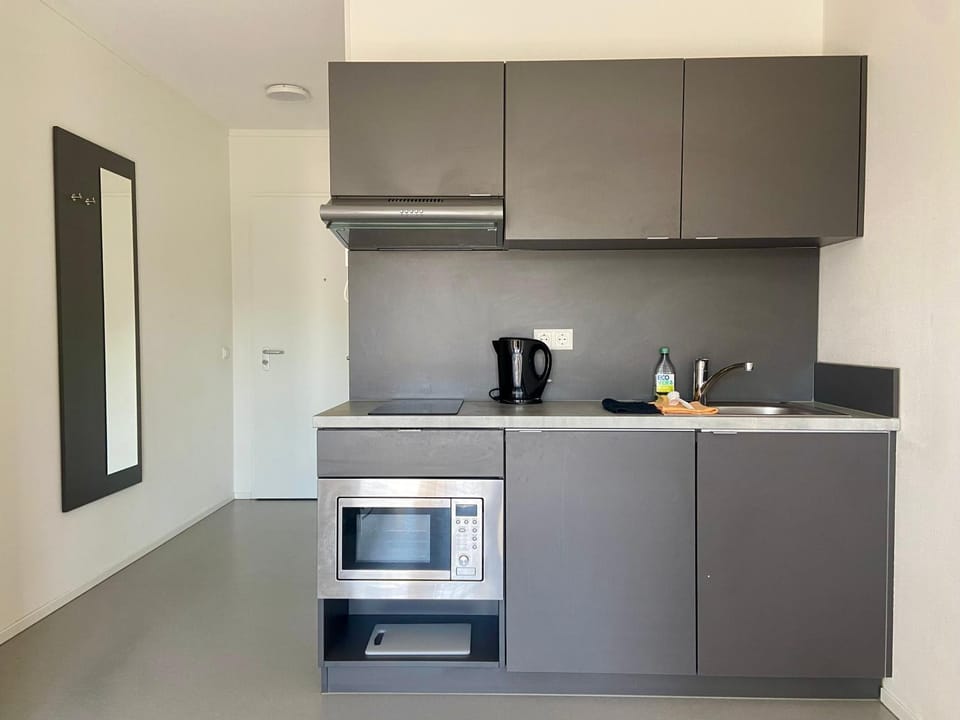 Kitchen or kitchenette, oven, stove