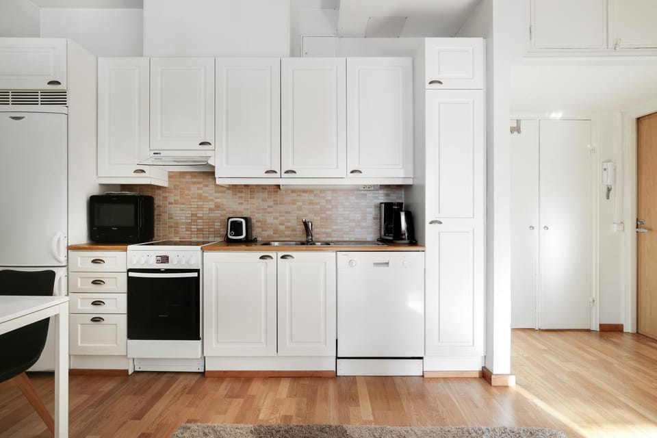 Kitchen or kitchenette, dishwasher, oven, stove, toaster