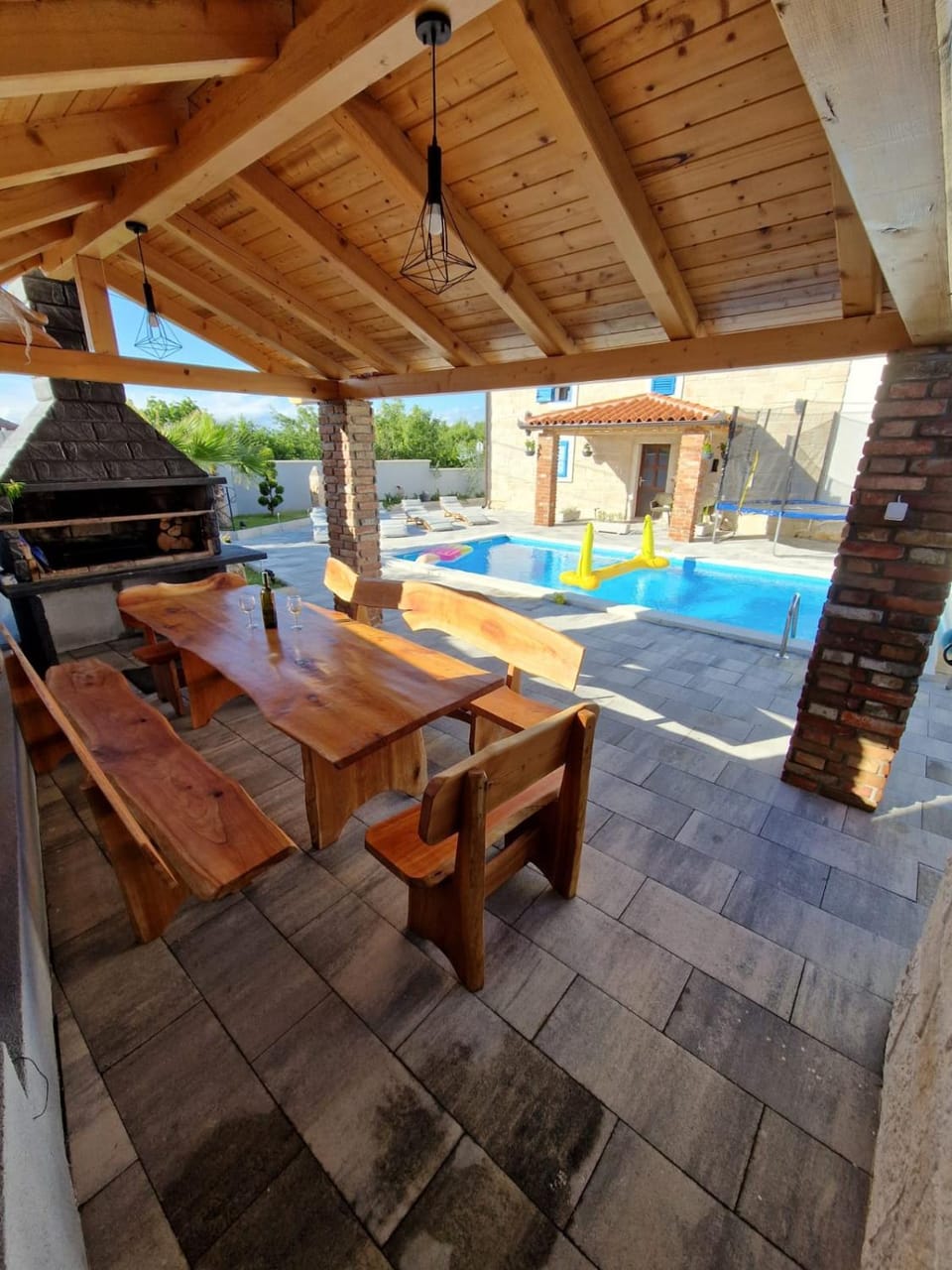 Patio, Day, Dining area, Pool view, Swimming pool
