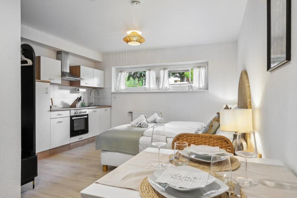 Kitchen or kitchenette, Living room, Seating area, Dining area, oven, stove