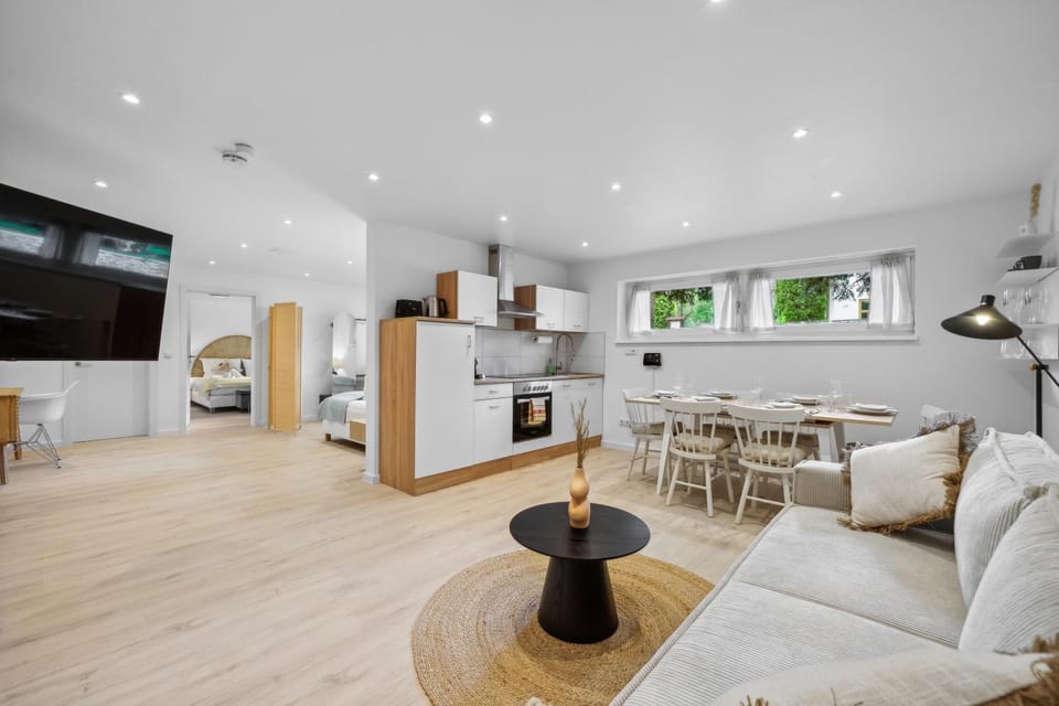 Bed, TV and multimedia, Kitchen or kitchenette, Photo of the whole room, Seating area, Dining area