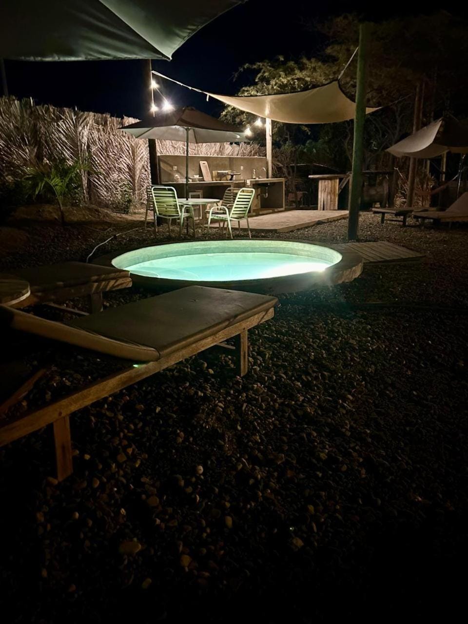 Night, Pool view, Swimming pool
