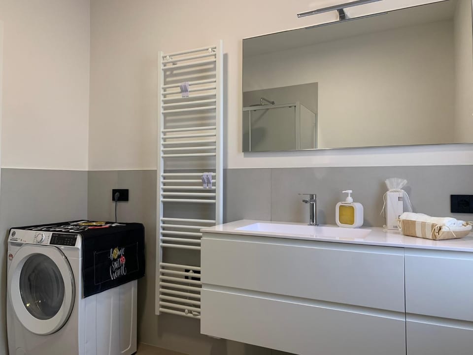 Bathroom, washing machine, dryer