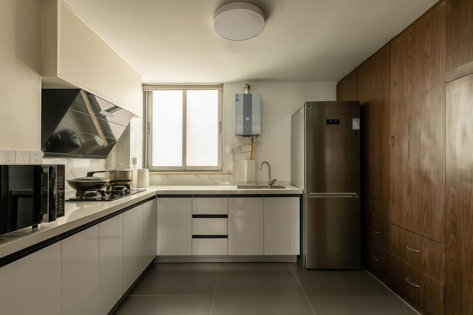 Kitchen or kitchenette, stove