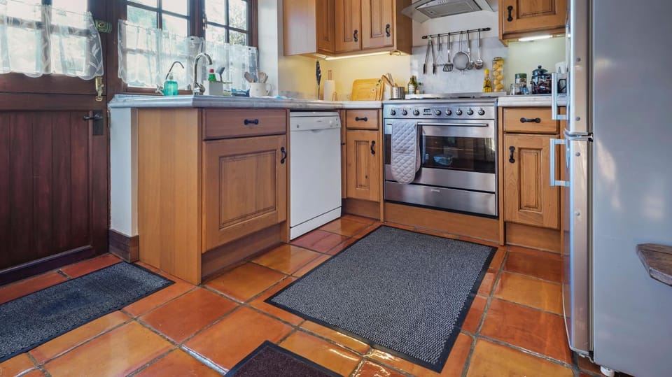 Kitchen or kitchenette, dishwasher, stove