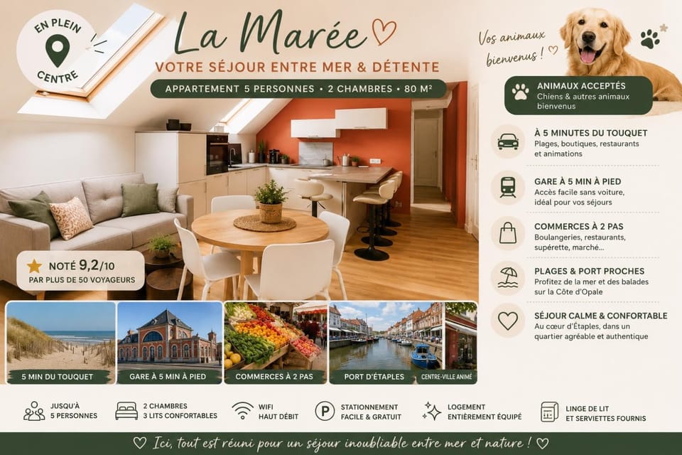 La Marée Grand appartement à 5 min du Touquet Apartment in Hauts-de-France