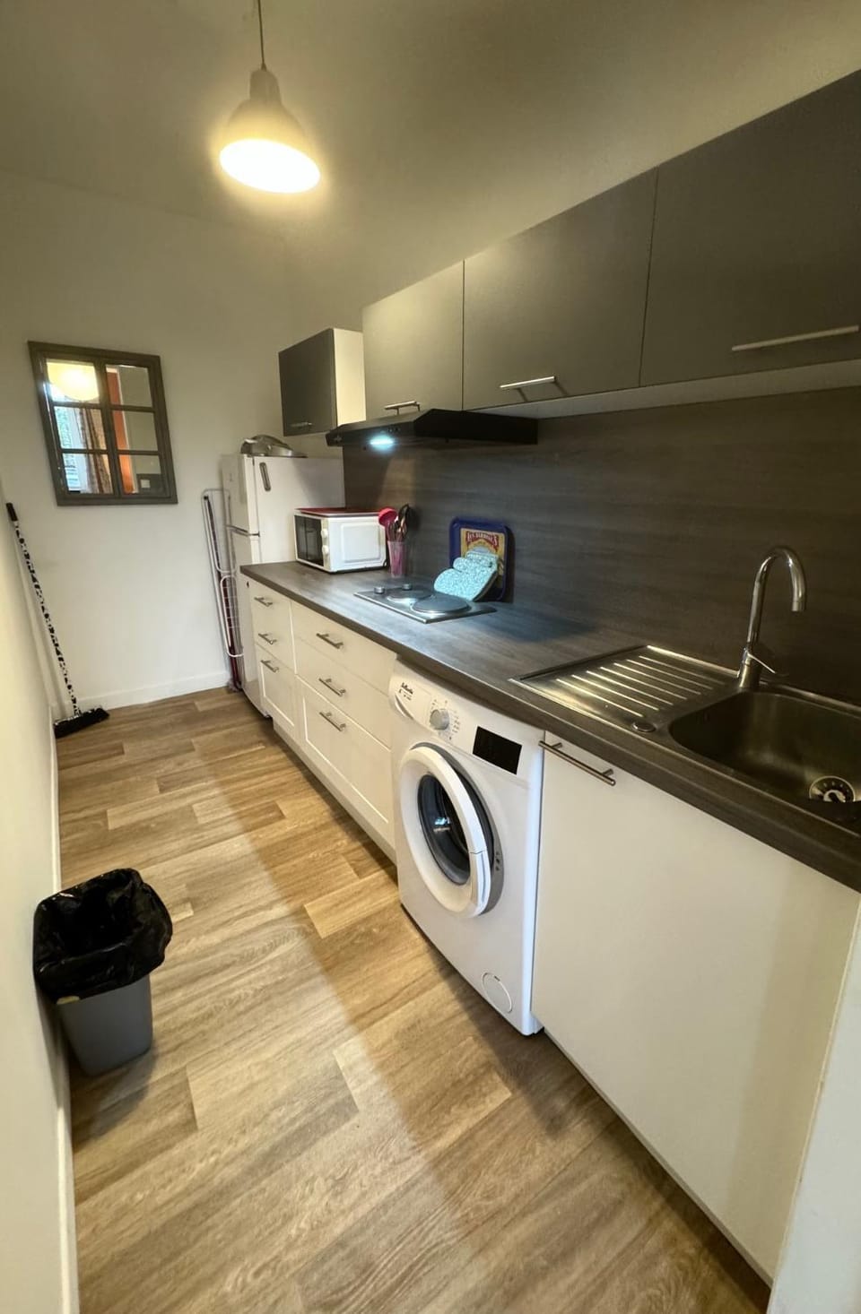 microwave, stove, washing machine, kitchen