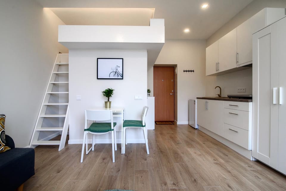 Kitchen or kitchenette, Living room, Dining area