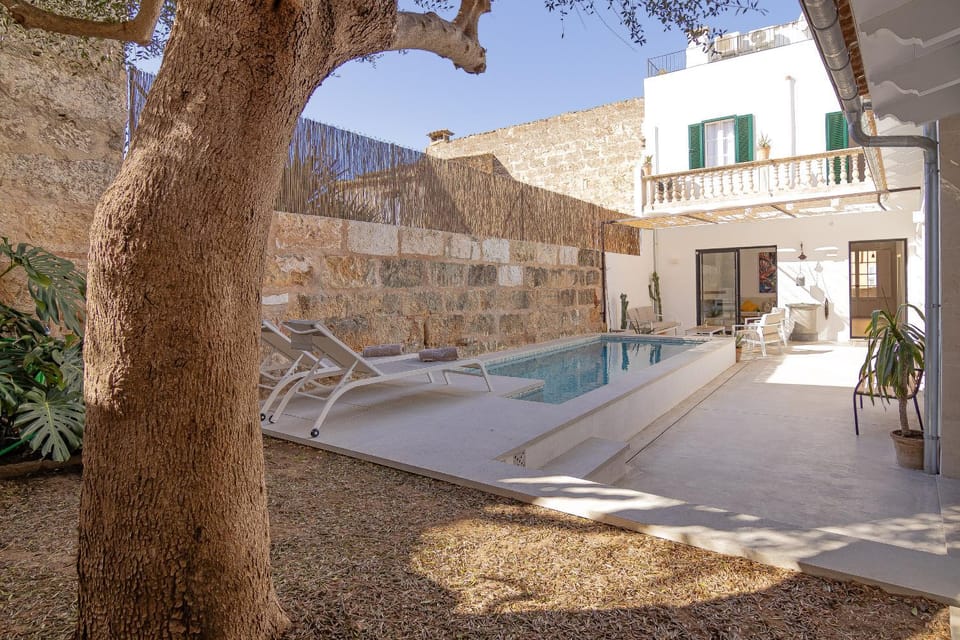 Property building, Patio, Day, Garden, Garden view, Pool view, Swimming pool, sunbed