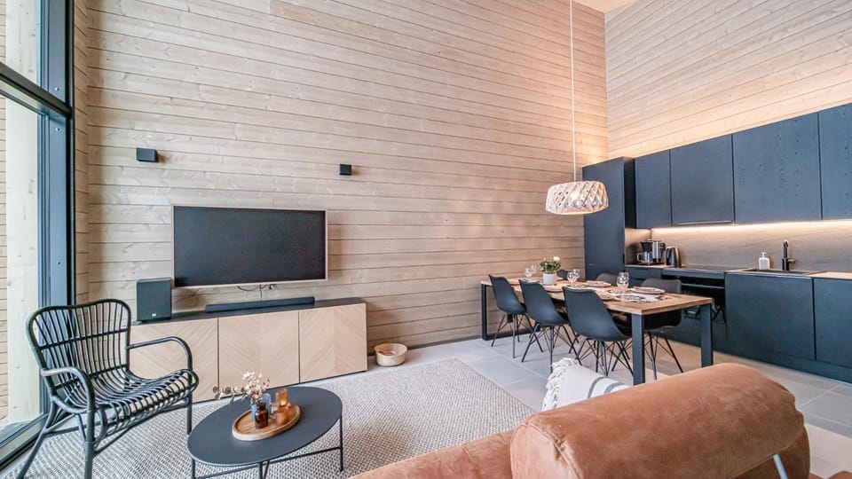 Kitchen or kitchenette, Living room, Dining area