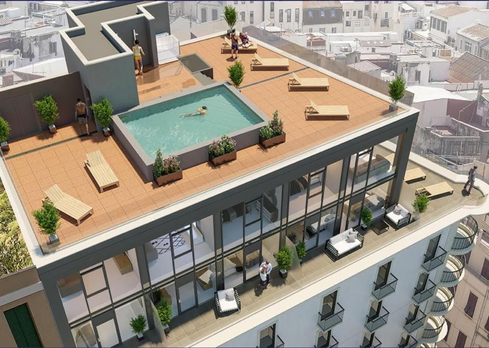 Property building, Day, Bird's eye view, Balcony/Terrace, City view, Pool view, Swimming pool, Location, sunbed