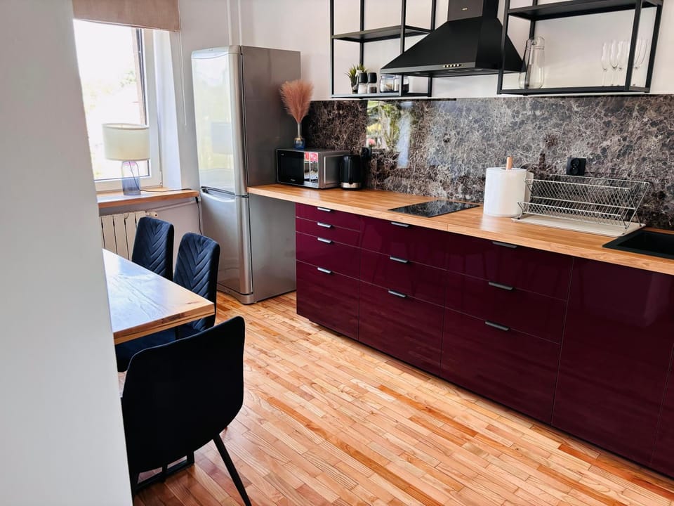 Kitchen or kitchenette, stove