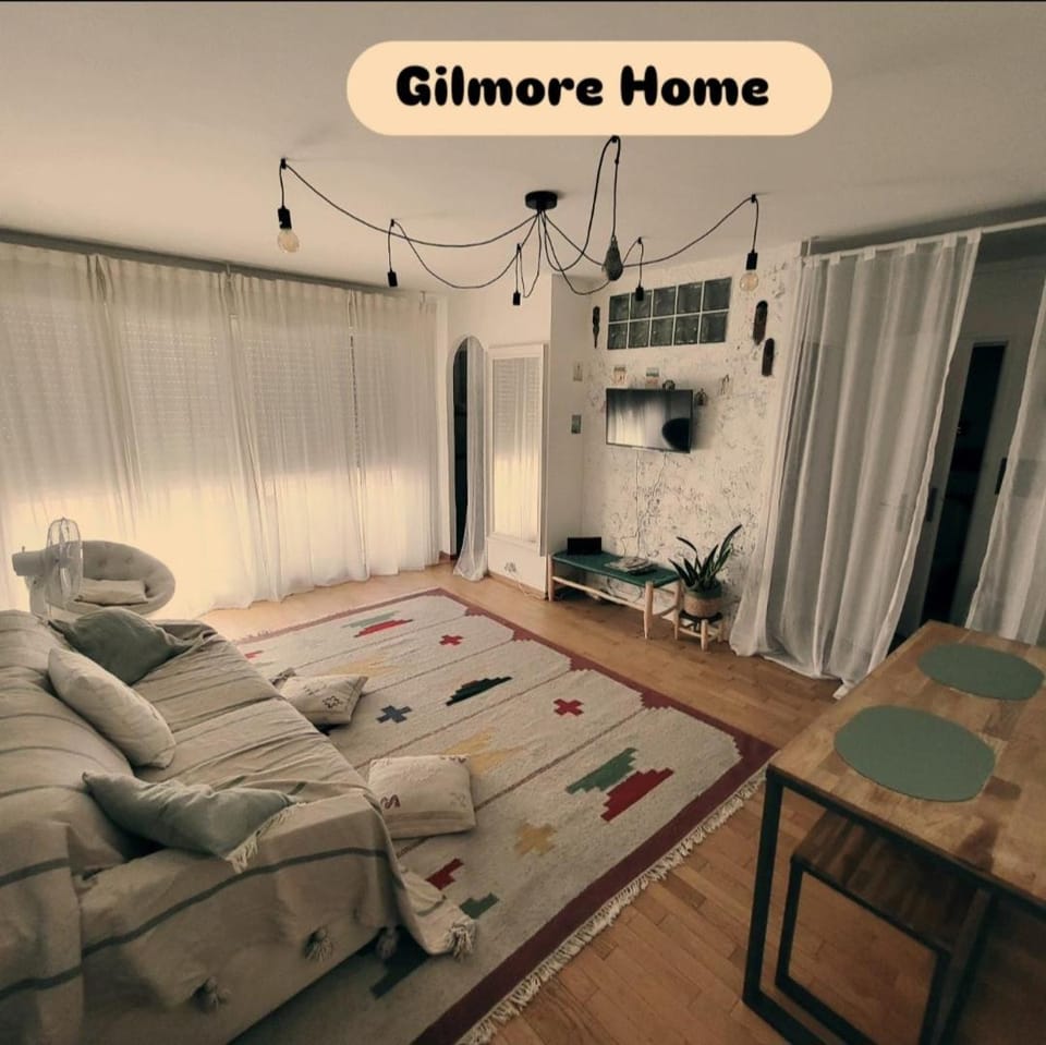 Bed, Living room, Seating area