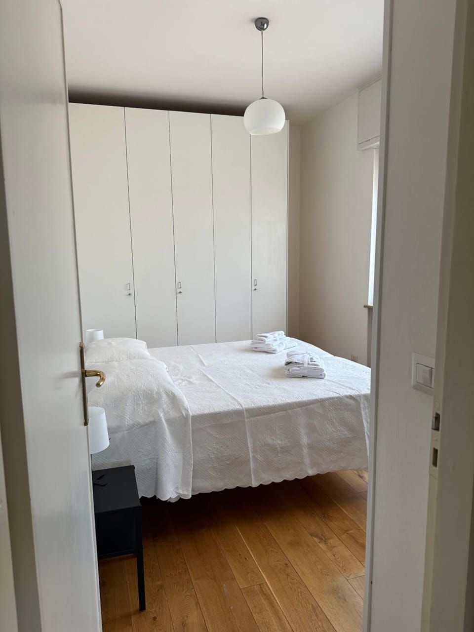 Bed, Photo of the whole room, Bedroom, towels, wardrobe