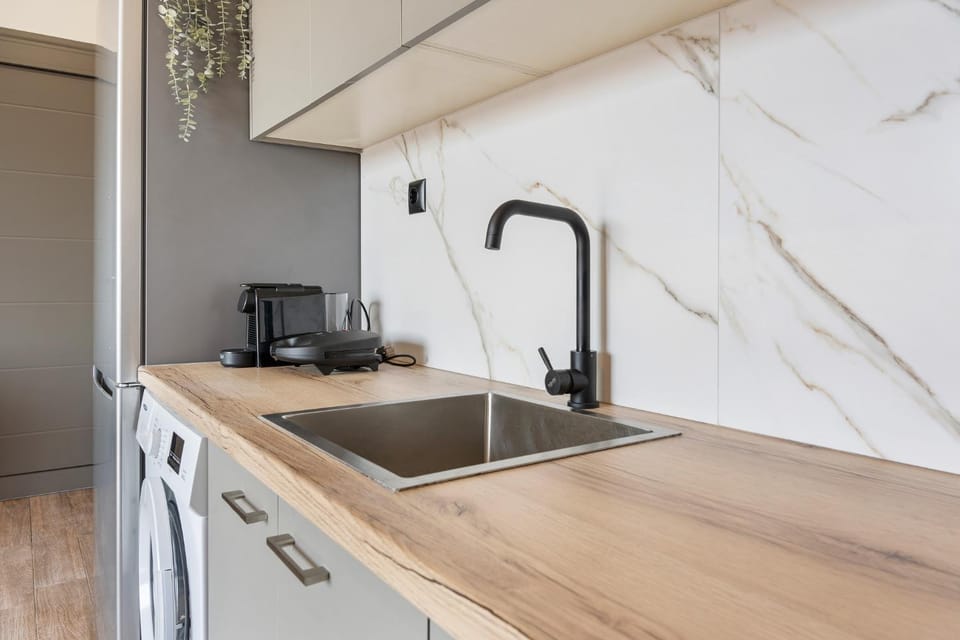 Kitchen or kitchenette, stove