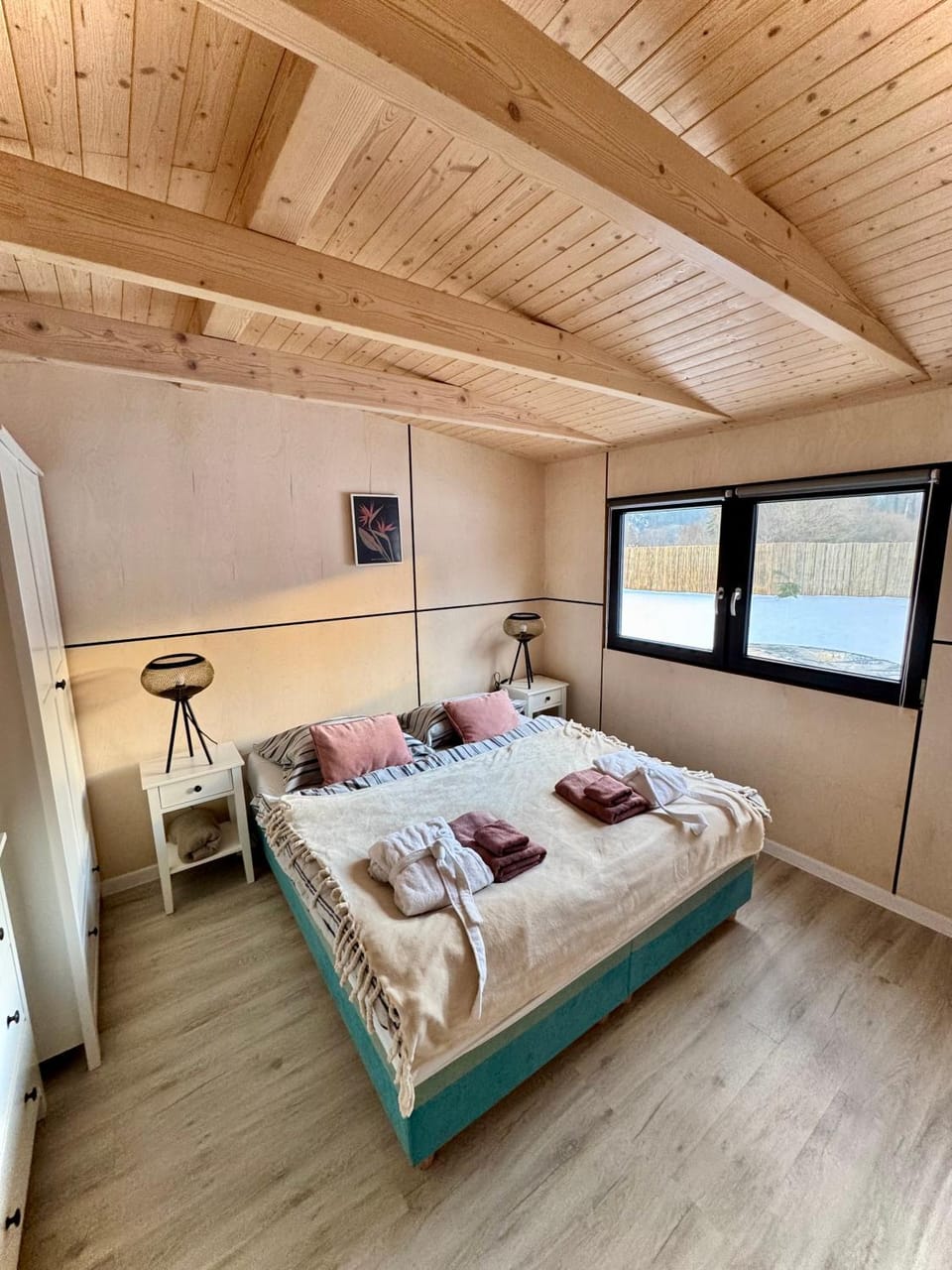 Bed, View (from property/room), Photo of the whole room, Bedroom, Garden view, Garden view, Mountain view, Mountain view, fireplace, flat iron, towels, wardrobe