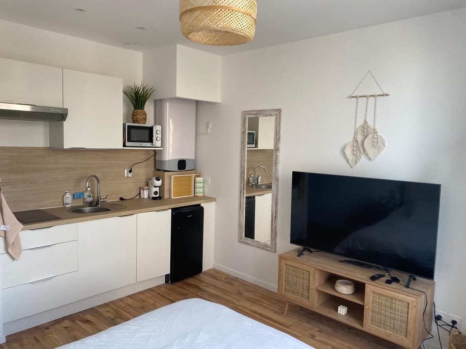 Bed, TV and multimedia, Kitchen or kitchenette, Photo of the whole room, Bedroom