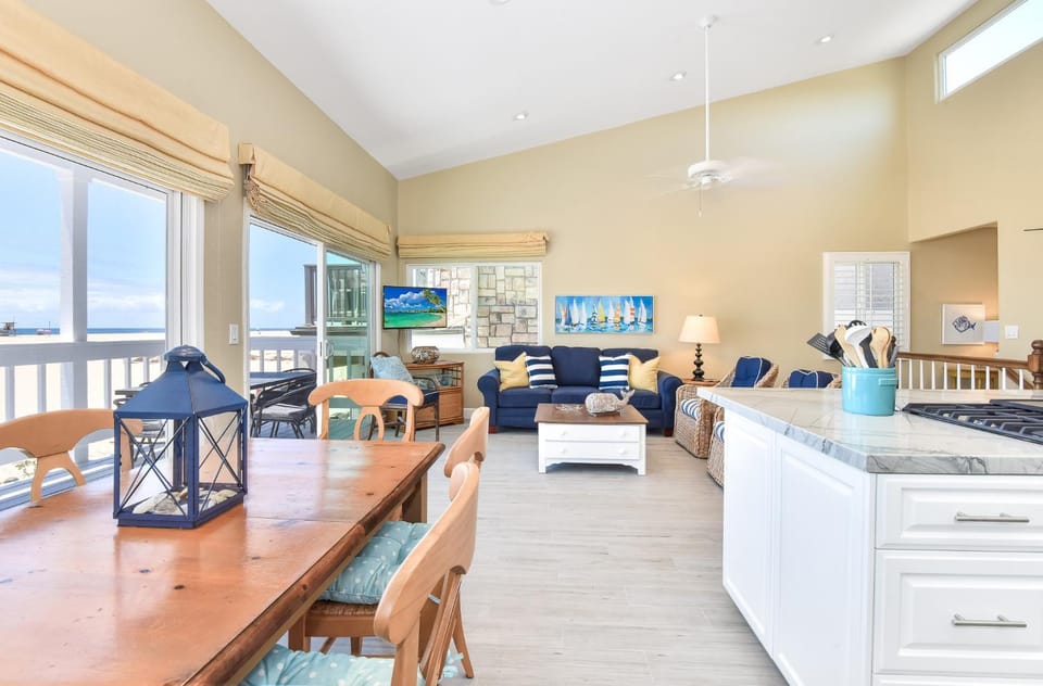 Multi Level Oceanfront Home with Patio on the Beach, Fire pit and 2 car garage House in Balboa Peninsula