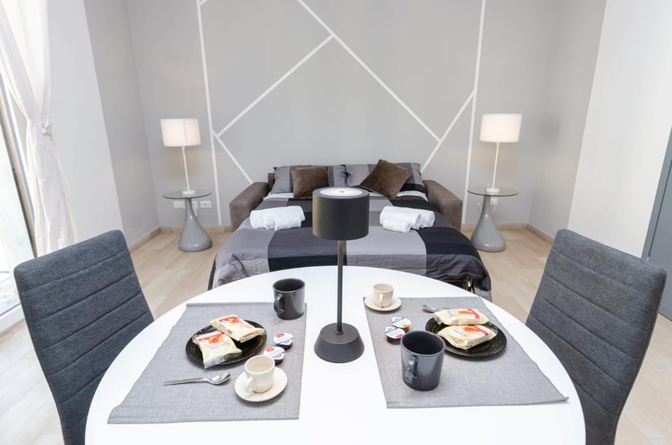 Bed, Living room, Dining area