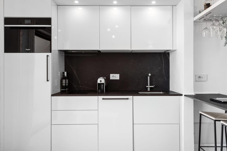 Kitchen or kitchenette, stove