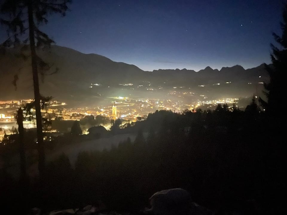 Night, Natural landscape, City view, Mountain view