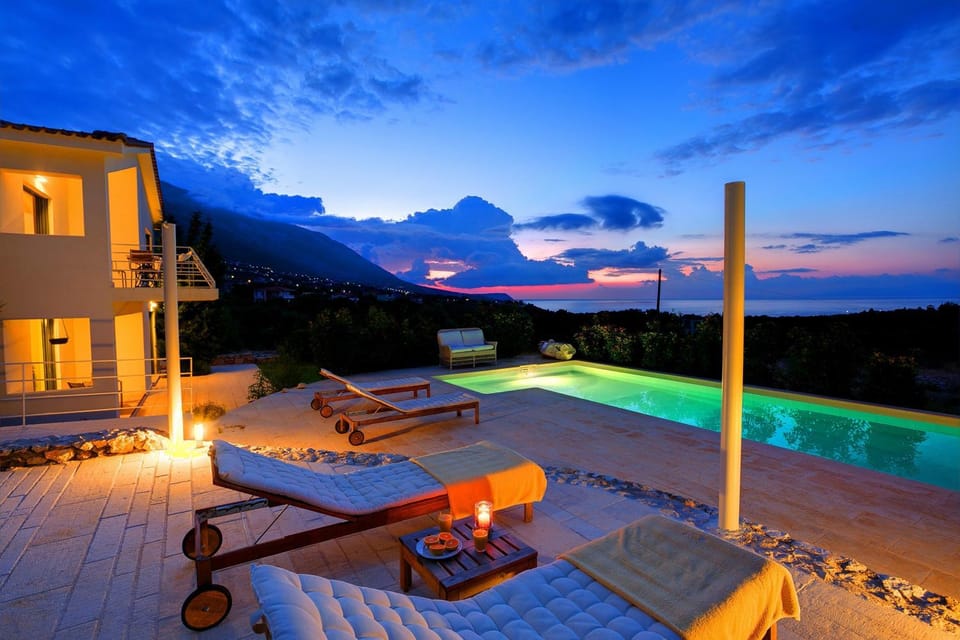 Property building, Living room, Swimming pool