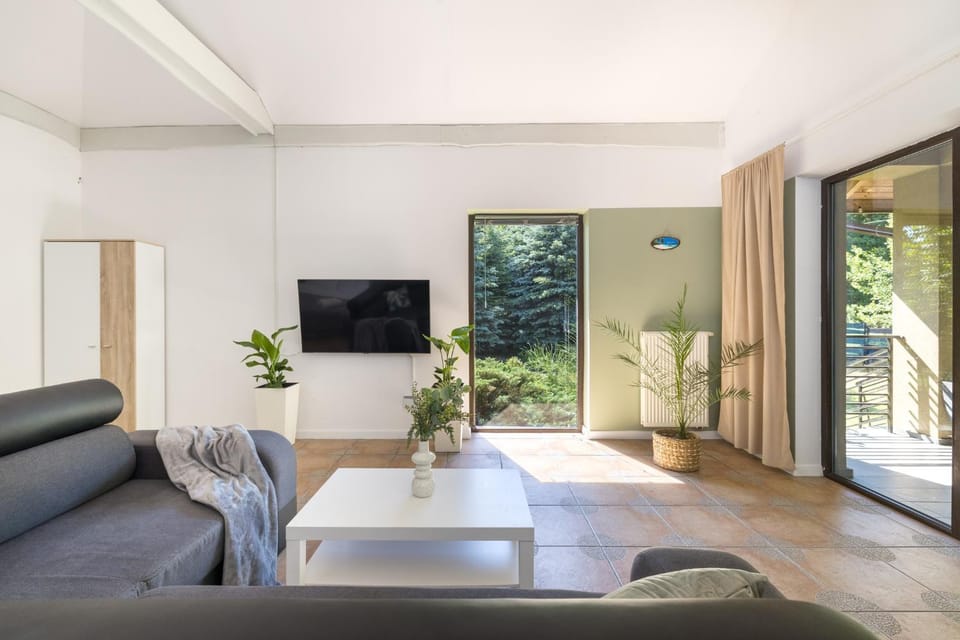 TV and multimedia, Living room, Seating area, Evening entertainment, Garden view