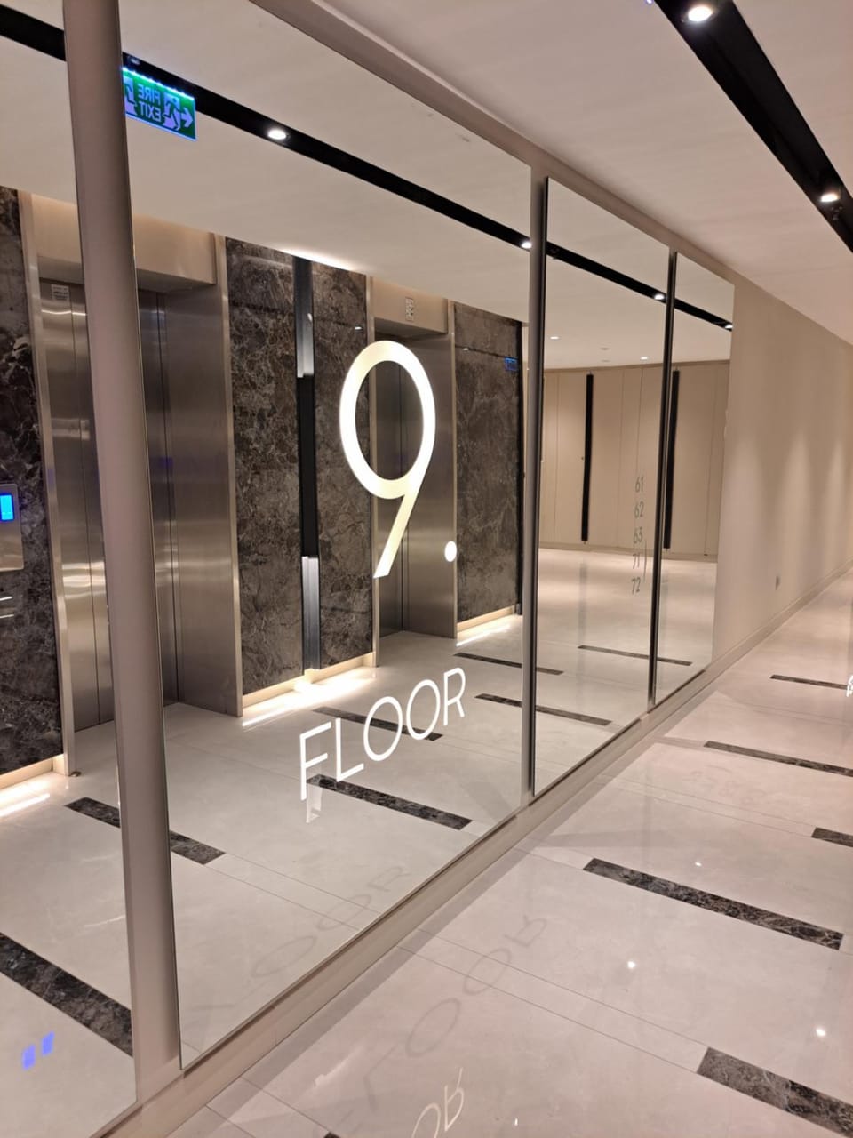 Property logo or sign, elevator