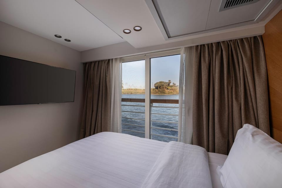 Bed, Natural landscape, Bedroom, River view