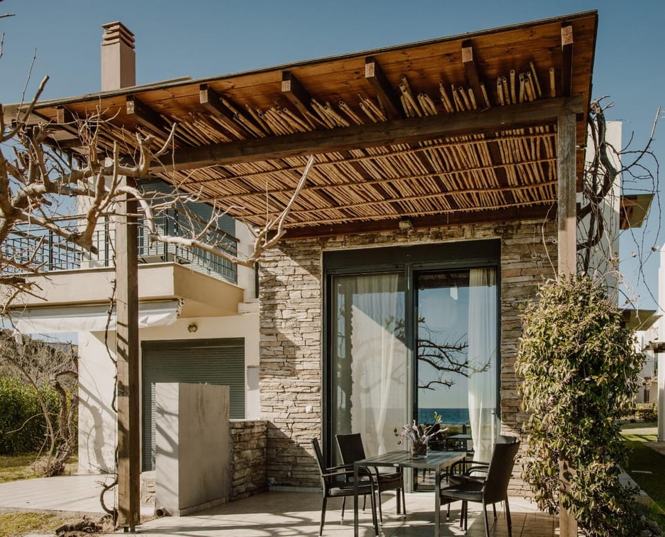 Property building, Patio, Day, View (from property/room), Balcony/Terrace, Dining area, Landmark view, Sea view, Sea view