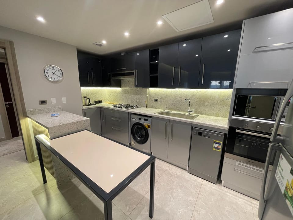 Kitchen or kitchenette, dishwasher, washing machine