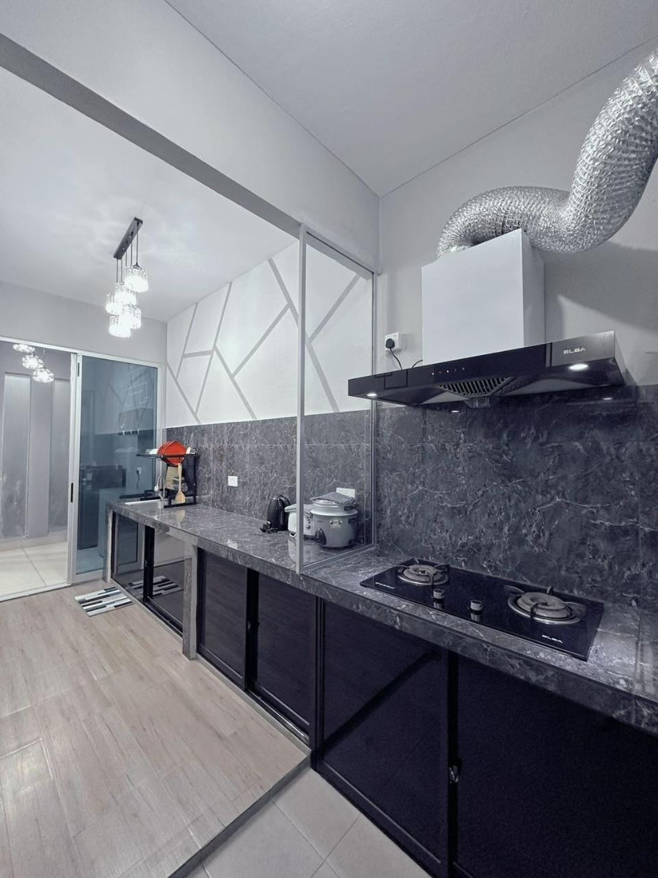 Kitchen or kitchenette, stove, toaster
