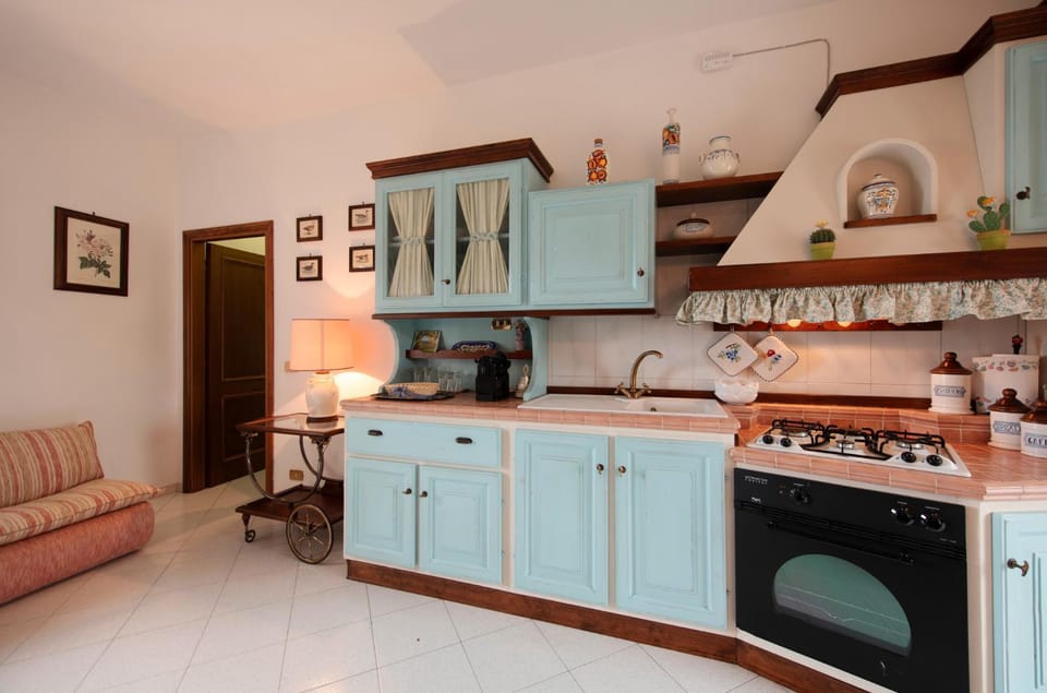 Kitchen or kitchenette, stove